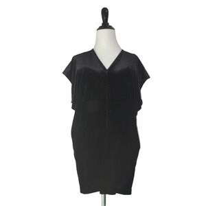 Lands End Tunic Top Women S 4 6 Black Stretch Velvet Velour V Neck Party Goth